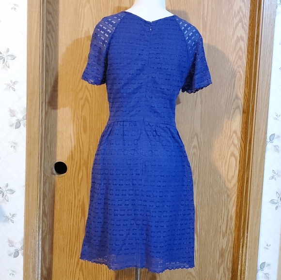 Free People lace mini dress cobalt blue cotton blend size 8 - Picture 6 of 10
